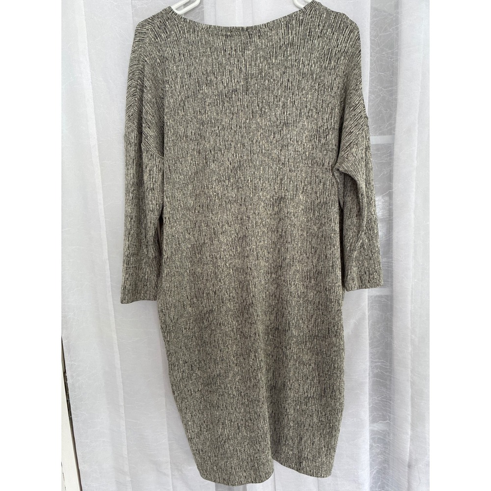 Pure Jill J. Jill Grey Space-Dye Linen Blend V-Neck 3/4 Sleeve Dress Womens M - Picture 4 of 5